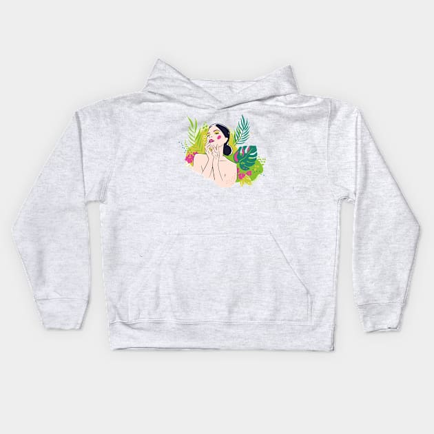 Beauty portrait woman Kids Hoodie by endi318